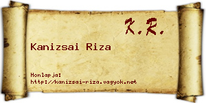 Kanizsai Riza névjegykártya